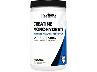 NUTRICOST CREATINA EN POLVO, 100 PORCIONES DE 5G PARA CRECIMIENTO MUSCULAR, ALTA CALIDAD VEGETARIANA