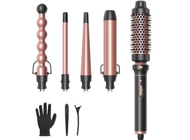 WAVYTALK JUEGO DE RIZADORES 5 EN 1 CON VARITAS INTERCAMBIABLES Y CEPILLO TÉRMICO PARA PEINADOS VERSÁTILES