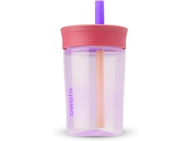 OWALA VASO PLÁSTICO AISLADO INFANTIL SIN BPA, CON POPOTE FLEXIBLE, FÁCIL DE LIMPIAR Y APTO LAVAVAJILLAS