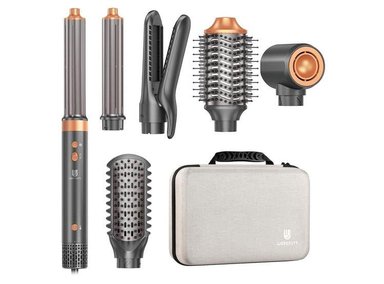 CEPILLO SECADOR AIR STYLER 7 EN 1: ALISADOR, RIZADOR, VOLUMINIZADOR CON MOTOR DE 110,000 RPM Y VOLTAJE DUAL INTERNACIONAL