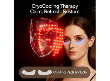 MÁSCARA DE TERAPIA DE LUZ LED INALÁMBRICA DE INIA, TECNOLOGÍA NIR DUAL CON 320 LED, 4 MODOS Y ALMOHADILLA PARA ENFRIAMIENTO - 7