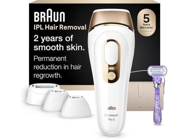 BRAUN IPL SILK·EXPERT PRO 5, DEPILACIÓN DURADERA PARA MUJERES Y HOMBRES CON CABEZALES PRECISOS ADICIONALES