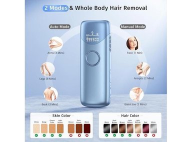LÁSER UBROO IPL CON ENFRIAMIENTO DE HIELO PARA DEPILACIÓN INDOLORA, ADECUADO PARA HOMBRES Y MUJERES, COLOR AZUL - 2