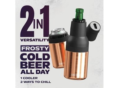ENFRIADOR DE CERVEZA ASOBU DE ACERO INOXIDABLE CON AISLAMIENTO AL VACÍO, MANTIENE TUS BEBIDAS FRÍAS, INCLUYE DESTAPADOR Y ES LIBR - 4