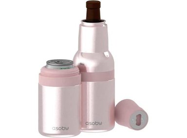 ASOBU FROSTY: ENFRIADOR DE BOTELLAS Y LATAS DE ACERO INOXIDABLE CON AISLAMIENTO Y ABREBOTELLAS INTEGRADO, LIBRE DE BPA