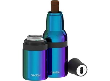 ENFRIADOR ASOBU FROSTY ACERO INOXIDABLE, DESTAPADOR INTEGRADO, COLOR OCÉANO VERDE, IDEAL PARA BOTELLAS Y LATAS