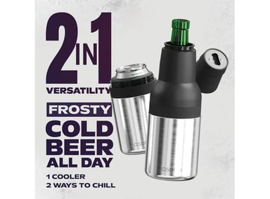 ASOBU FROSTY BEER HOLDER: ENFRIADOR DE ACERO INOXIDABLE CON AISLAMIENTO; INCLUYE ABREBOTELLAS; MANTIENE FRÍO POR 12 HORAS - 2