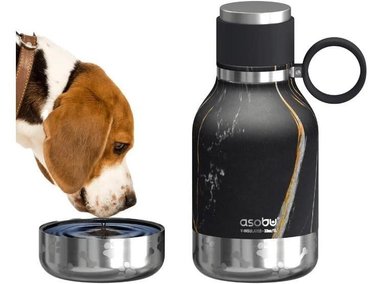 ASOBU BUDDY BOTTLE BOTELLA DE AGUA CON CUENCO EXTRAÍBLE Y ALMACENAMIENTO DE COMIDA PARA PERROS