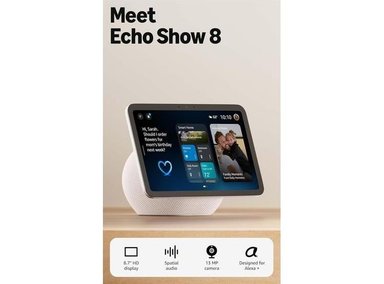 ECHO SHOW 8: PANTALLA HD CON AUDIO ESPACIAL, ACCESO ANTICIPADO ALEXA+, DISEÑO INTEGRADO PARA SMART HOME (BLANCO) - 1