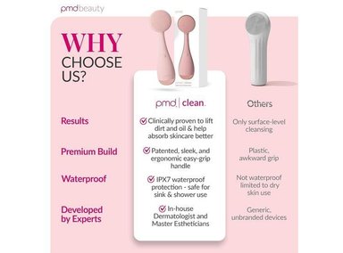 CEPILLO FACIAL PMD CLEAN: LIMPIADOR INTELIGENTE DE SILICONA, MASAJEADOR ANTIENVEJECIMIENTO IMPERMEABLE, A BATERÍA - 6