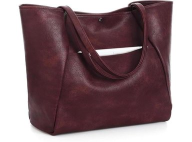 BOLSA TOTE GRANDE IDEAL PARA MUJERES EN TRABAJO Y VIAJES, CUERO VEGANO Y ESTILO MODERNO, CAPACIDAD 25L