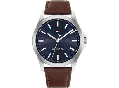 RELOJ TOMMY HILFIGER PARA HOMBRE CON MECANISMO DE CUARZO, CORREA DE CUERO Y RESISTENCIA AL AGUA, MODERNO