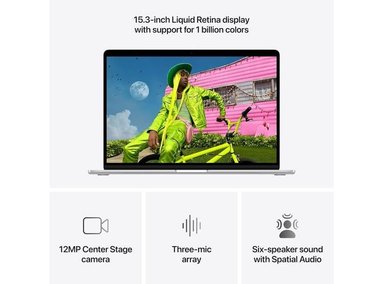 APPLE 2026 MACBOOK AIR, CHIP M5, IA, PANTALLA LIQUID RETINA, 16GB RAM, SSD 512GB, CÁMARA 12MP, TOUCH ID - 2