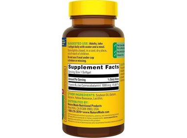 NATURE MADE VITAMINA B12, SUPLEMENTO PARA EL SOPORTE DEL METABOLISMO ENERGÉTICO Y LA SALUD CEREBRAL, 150 CÁPSULAS - 7