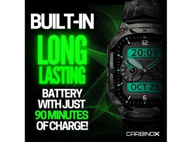 CARBINOX VORTEX SMARTWATCH CON LLAMADAS, RASTREADOR FITNESS MILITAR Y DISEÑO DEPORTIVO RESISTENTE AL AGUA - 3