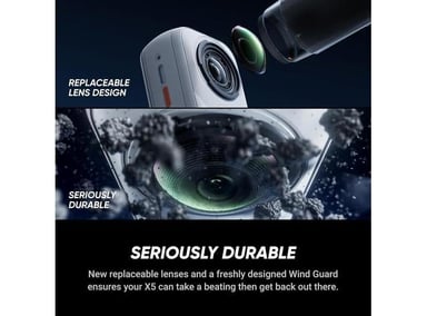 INSTA360 X5 SATIN WHITE CÁMARA 8K, RESISTENTE, EFECTO SELFIE INVISIBLE, LENTES REEMPLAZABLES Y 3 HORAS DE BATERÍA - 6