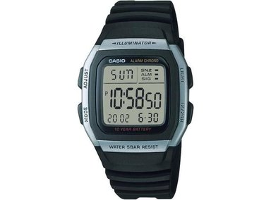 RELOJ CASIO DEPORTIVO CON BANDA DE RESINA NEGRA Y CAJA DE ACERO INOXIDABLE, BATERÍA DURADERA PARA USO DIARIO