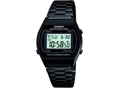 RELOJ CASIO HOMBRE CON CAJA Y CORREA DE ACERO INOXIDABLE NEGRO, DIAL NEGRO Y RESISTENTE AL AGUA A 5 BAR