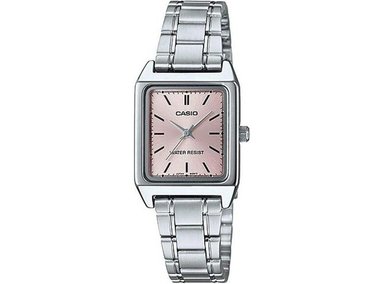 RELOJ CASIO PARA MUJER, DISEÑO RECTANGULAR, MOVIMIENTO DE CUARZO, RESISTENTE AL AGUA, ACERO INOXIDABLE