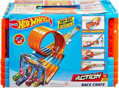 CRATE HOT WHEELS CON 3 ACROBACIAS Y ALMACENAMIENTO PORTÁTIL PARA NIÑOS DE 6 A 10 AÑOS