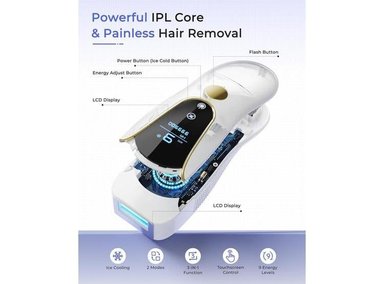 DEPILACIÓN LÁSER IPL FINQUIN AIR 15 PARA RESULTADOS DURADEROS DESDE CASA CON 3 MODOS Y ENFRIAMIENTO POR HIELO - 6