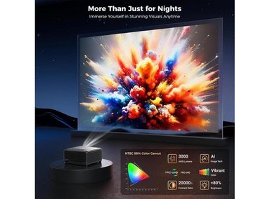 GOODEE PROYECTOR 4K INTELIGENTE CON WIFI, BLUETOOTH, 3000 ANSI, ENFOQUE AUTOMÁTICO, CINE EN CASA Y STREAMING - 3