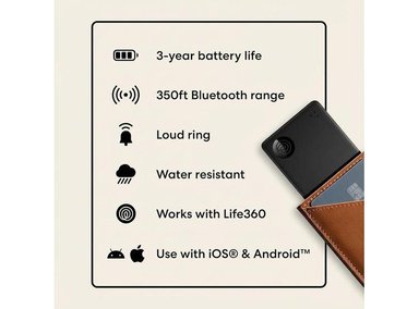 TILE SLIM - BUSCADOR DE BILLETERAS, RASTREADOR BLUETOOTH Y LOCALIZADOR PARA ETIQUETAS DE EQUIPAJE, COMPATIBLE IOS/ANDROID, NEGRO - 6