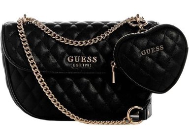 BOLSA CROSSBODY GUESS ATABEY CON SOLAPA, DETALLES DORADOS Y DIJE REMOVIBLE - 1