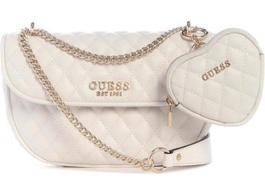 GUESS ATABEY: BOLSO CROSSBODY CONVERTIBLE ACOLCHADO EN PU CON ENCANTO REMOVIBLE, DISEÑO ELEGANTE - 1