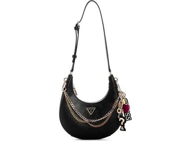 ELEGANTE BOLSO DE HOMBRO GUESS DAVINA EN ECO CUERO PU CON DISEÑO LISO Y HERRAJES DORADOS BRILLANTES - 1