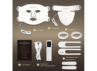 MÁSCARA FACIAL Y CUELLO MEGELIN CON LED, TERAPIA DE LUZ ROJA Y 7 COLORES, REJUVENECIMIENTO DE LA PIEL - 6