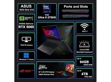 ASUS ROG STRIX G18 G815 LAPTOP INTEL ULTRA 9 32GB RAM RTX 5060 - 2