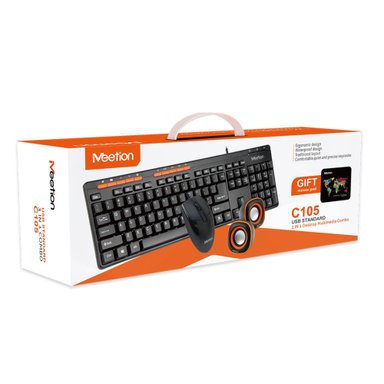 KIT TECLADO MULTIMEDIA EN ESPAÑOL + MOUSE + SPEAKERS + PAD MEETION C105 COMBO PARA PRODUCTIVIDAD ESTUDIO & TRABAJO - 4