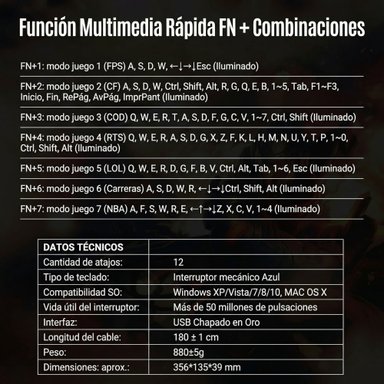TECLADO GAMER MECÁNICO 88-SWITCH TKL RGB MEETION MK04 EN ESPAÑOL CUSTOMIZABLE OUTEMU BLUE ANTI-GHOSTING - 10