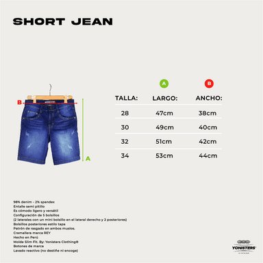 SHORT A LA RODILLA HOMBRE YONISTERS JEAN SEMIPITILLO STRETCH CLOTHING - 5