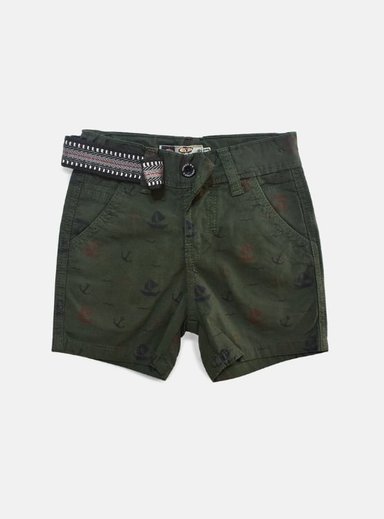 SHORT NIÑO YONISTERS VERDE ANCLA BARCO TAFETA ESTAMPADO SEMIPITILLO STRETCH KIDS
