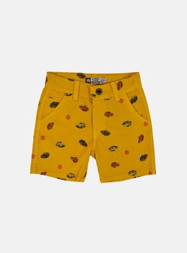SHORT NIÑO YONISTERS AMARILLO CAR TAFETA ESTAMPADO SEMIPITILLO STRETCH KIDS