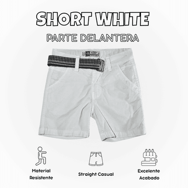 SHORT NIÑO CASUAL  ALGODÓN DRILL TAFETA BLANCO YONISTERS CLOTHING
