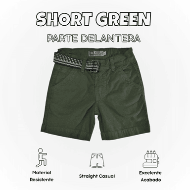SHORT NIÑO CASUAL ALGODÓN DRILL TAFETA VERDE YONISTERS CLOTHING