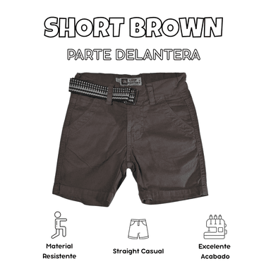SHORT NIÑO CASUAL  ALGODÓN DRILL TAFETA MARRÓN YONISTERS CLOTHING