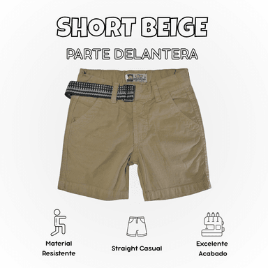 SHORT NIÑO CASUAL  ALGODÓN DRILL TAFETA BEIGE YONISTERS CLOTHING