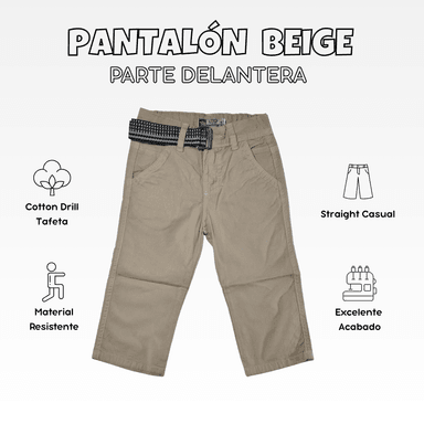 PANTALÓN NIÑO CASUAL ALGODÓN DRILL TAFETA BEIGE YONISTERS CLOTHING
