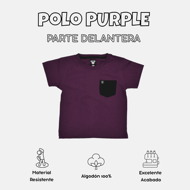 POLO CASUAL NIÑO MORADO 100% ALGODÓN DISEÑO CLASICO CON BOLSILLO YONISTERS CLOTHING KIDS