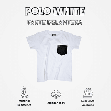 POLO CASUAL NIÑO BLANCO 100% ALGODÓN DISEÑO CLASICO CON BOLSILLO YONISTERS CLOTHING KIDS