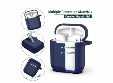 FUNDA AIRPODS 1ERA 2DA GEN SILICONA AZUL NOCHE