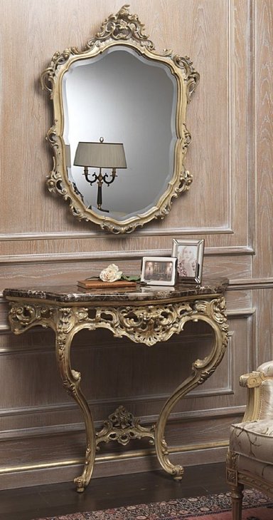 DM ESPEJO+CONSOLA LUIS XV ACABADO COLOR BRONCE