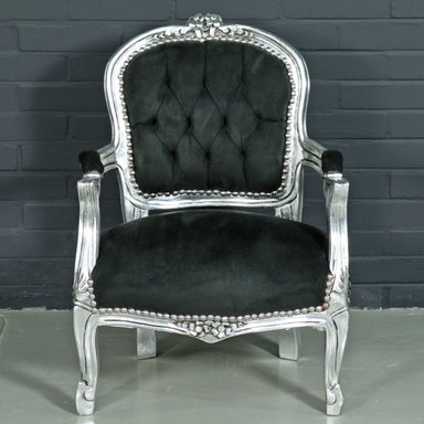 DM SOFA LUIS XV CON BRAZOS ACABADO COLOR PLATA