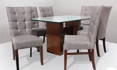 JUEGO COMEDOR DMUEBLES 6 SILLAS GRIS MANN II