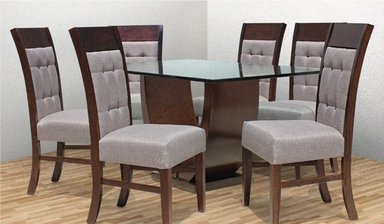 JUEGO COMEDOR DMUEBLES 6 SILLAS GRIS KINE II