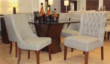 JUEGO COMEDOR DMUEBLES 6 SILLAS GRIS CLARO PRINCESS